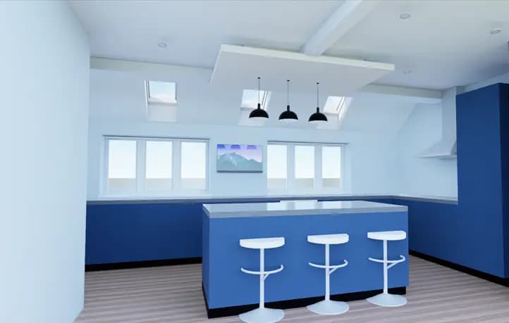 Design render of an extension interior concept