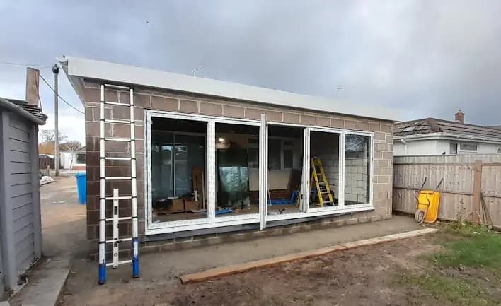 Rear extension progress with glazing