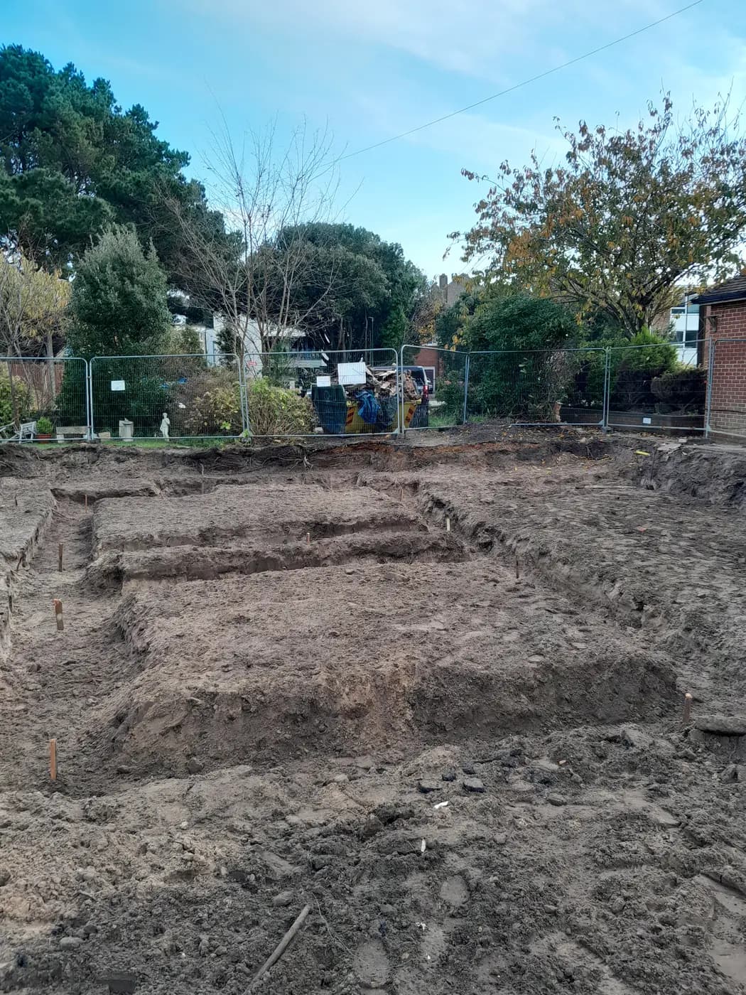 Foundation trenches for a residential extension