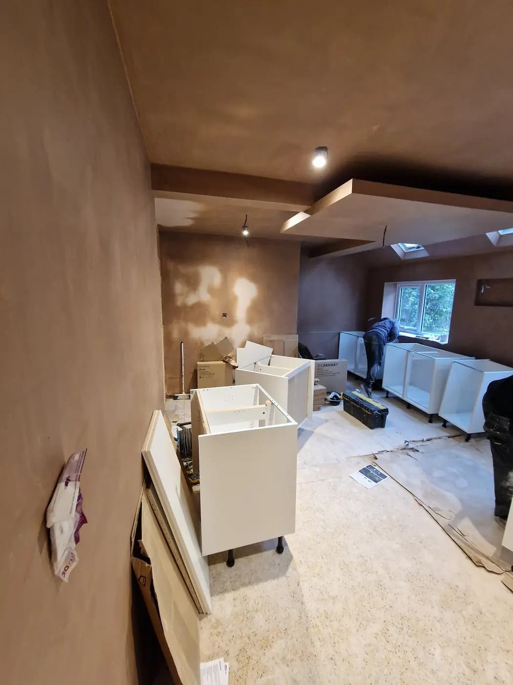 Kitchen renovation carcasses during installation