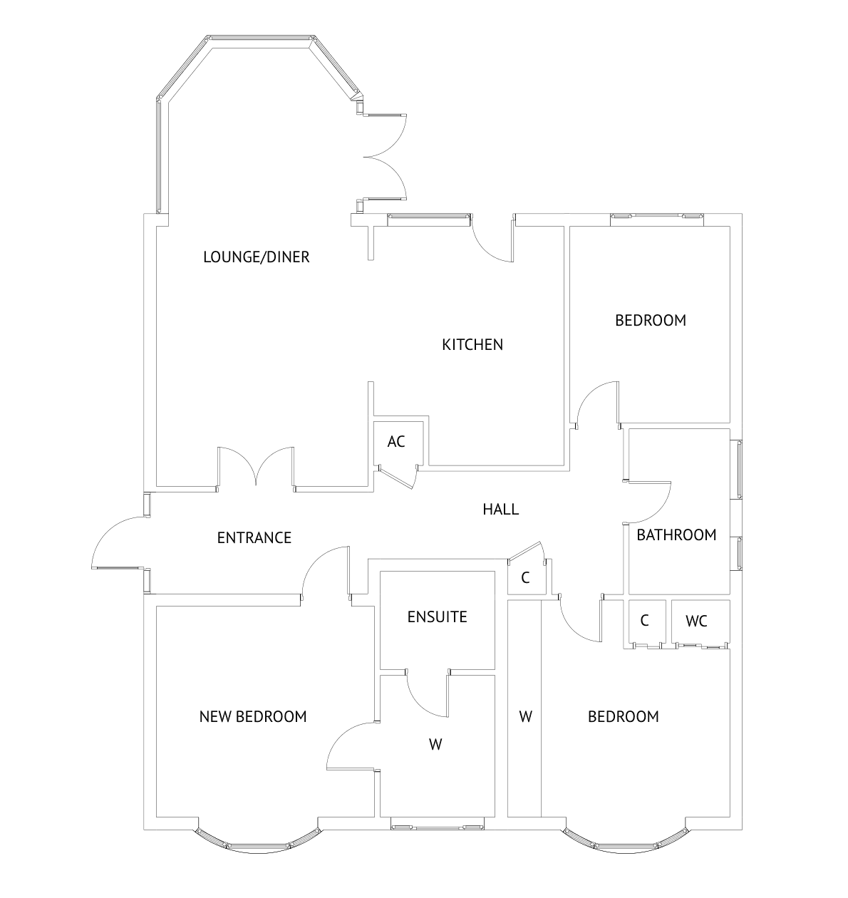 Real ground-floor option showing a new bedroom, en-suite and entrance